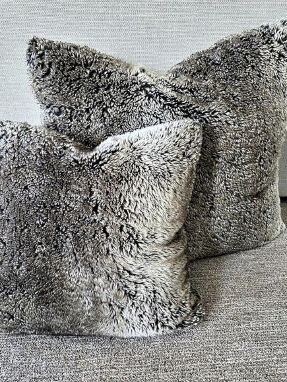 Set of 2 Pottery Barn Faux Fur Pillows – Includes Down & Feather Inserts